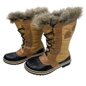 Sorel Tofino II Winter Snow Boot Tall Waterproof Women Size 7 Faux Fur Quilted